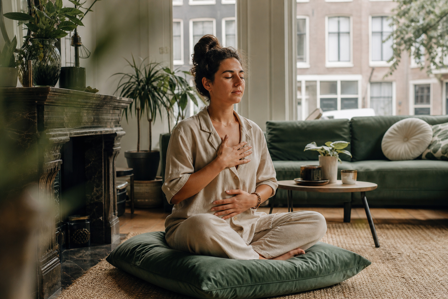Calm breathing practice for comfortable well-being from Washvynature