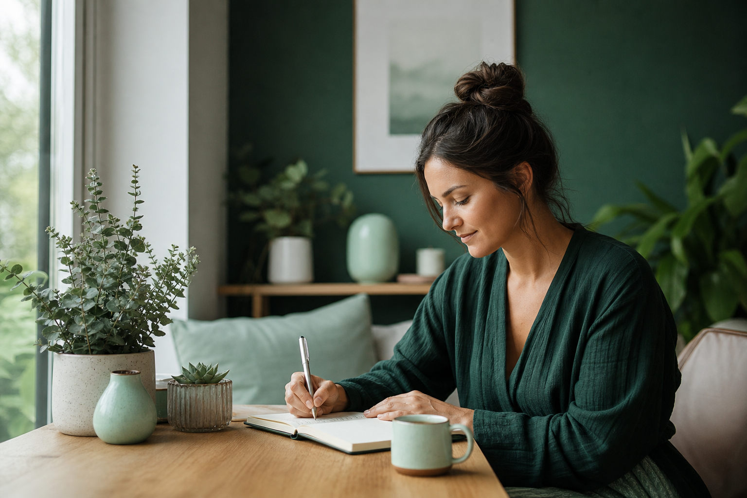 Morning journaling ritual for daily well-being by Washvynature